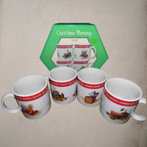 Mugs Cocoa Oneida Sakura Christmas Morning Stoneware 4 pc. Vibrant Coffee T2 - Picture 1 of 8